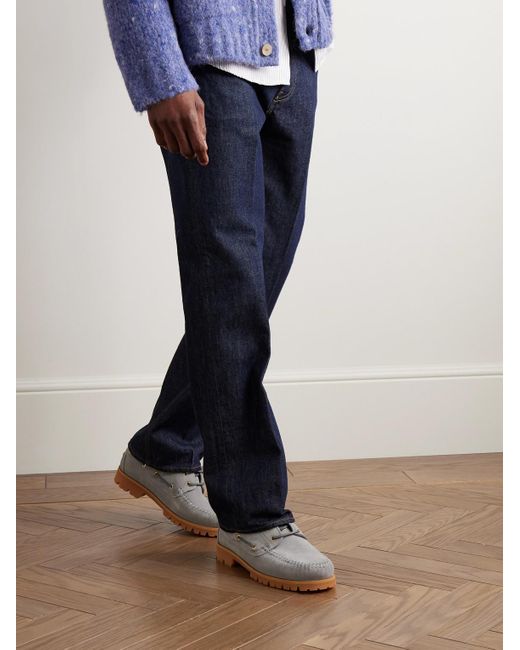 VINNY'S Gray Aztec Suede Boat Shoes for men