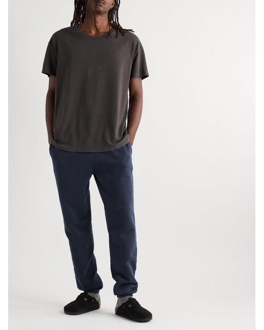 Les Tien Blue Tapered Garment-Dyed Cotton-Jersey Sweatpants for men