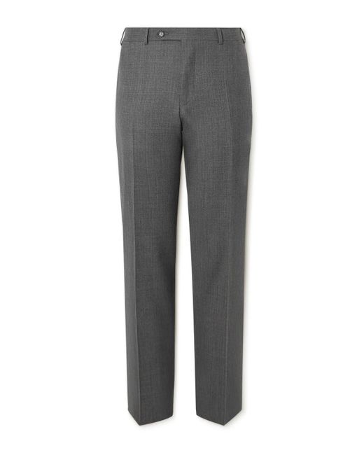 Canali Gray Straight-Leg Checked Wool-Flannel Suit Trousers for men