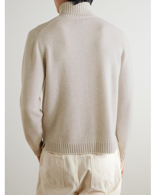 N.Peal Cashmere White Stanley Tucci Organic Cashmere Rollneck Sweater for men