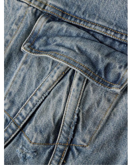 Amiri MA schmal geschnittene Jeansjacke in Distressed-Optik in Blue für Herren