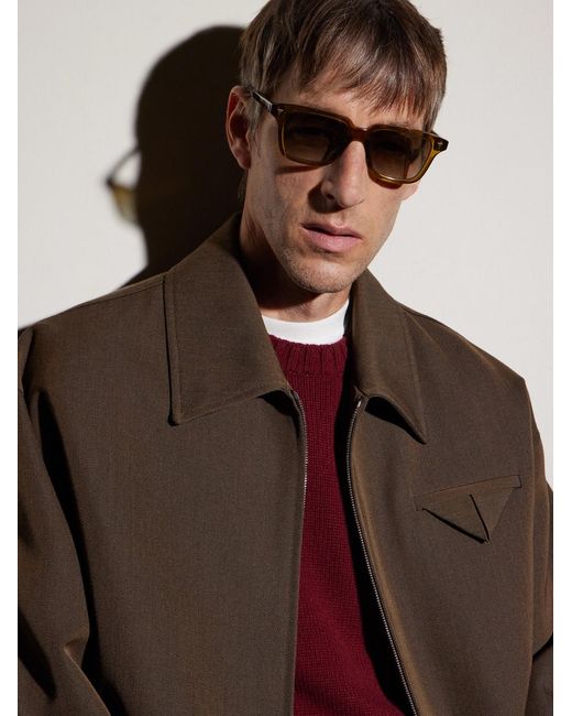 Bottega Veneta Brown Triangle Stud Square-Frame Recycled-Acetate Sunglasses for men