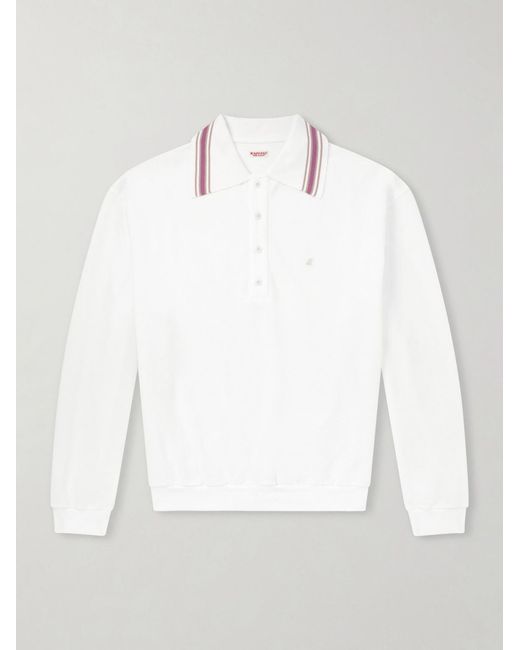 Kapital Natural Box Striped Embroidered Cotton-piqué Polo Shirt for men