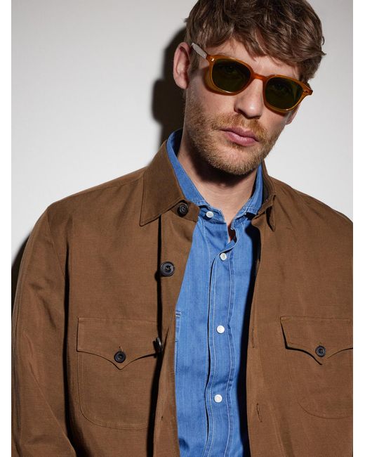 Garrett Leight Yellow Lachman Round-Frame Acetate Sunglasses for men