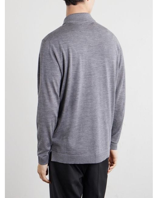 Lardini Gray Virgin Wool Polo Shirt for men