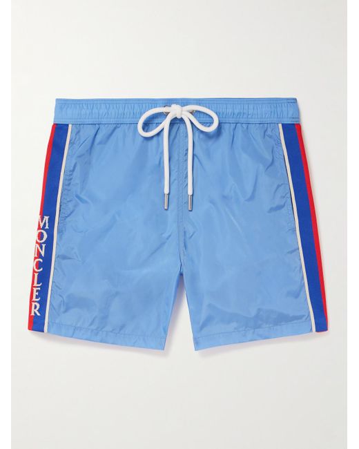 Moncler Blue Slim-fit Mid-length Striped Swim Shorts for men