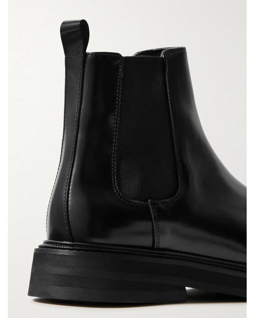 VINNY'S Black Officer Glossed-Leather Chelsea Boots for men
