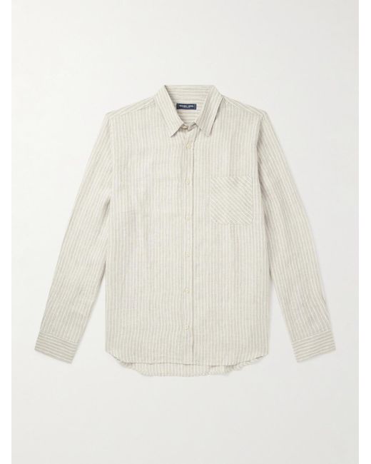 Frescobol Carioca White Telles Striped Linen Shirt for men