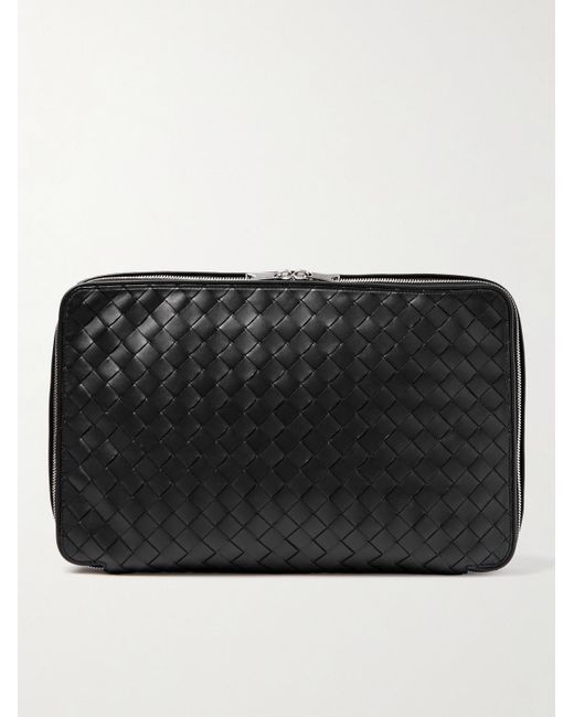 Bottega Veneta Black Intrecciato Leather Shirt Holder for men
