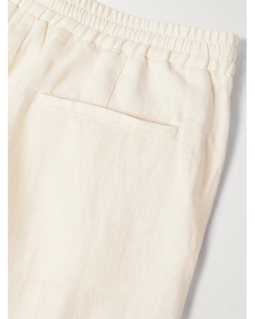 Canali Natural Straight-leg Linen Drawstring Trousers for men