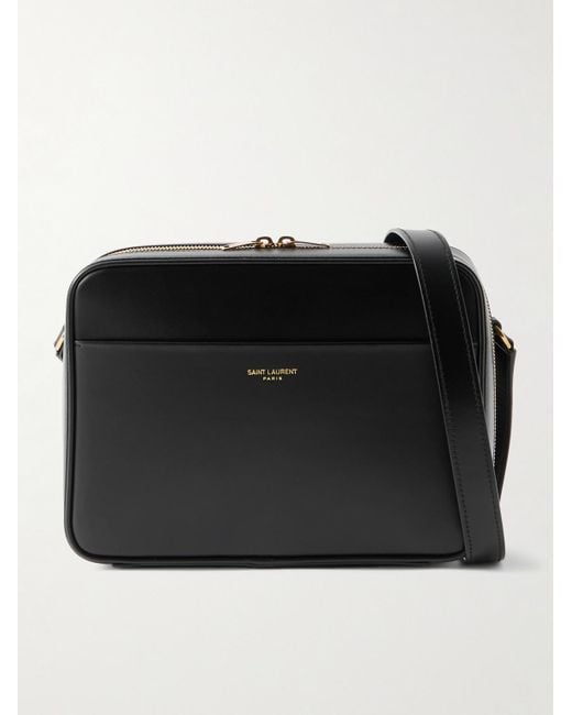 Saint Laurent Black Logo-print Leather Messenger Bag for men
