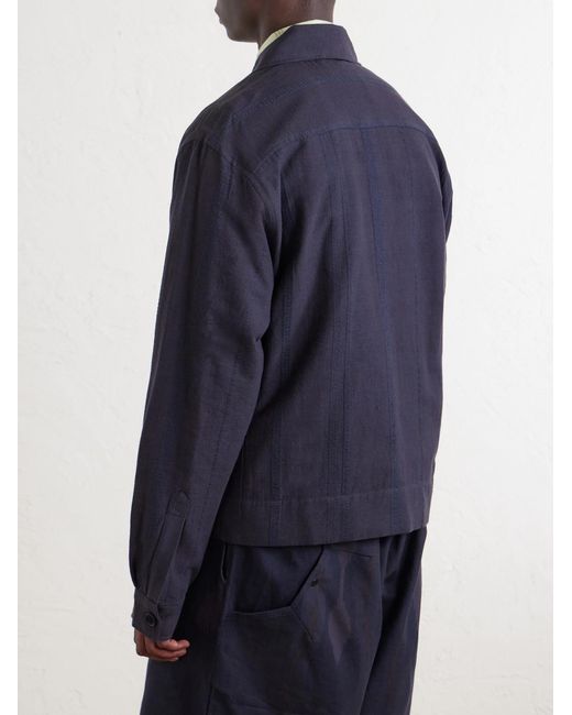 Kardo Blue Bodhi Cotton-Jacquard Jacket for men