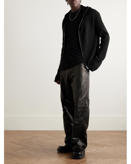Rick Owens Black Las Palmas Ribbed Cashmere Zip-Up Hoodie for men