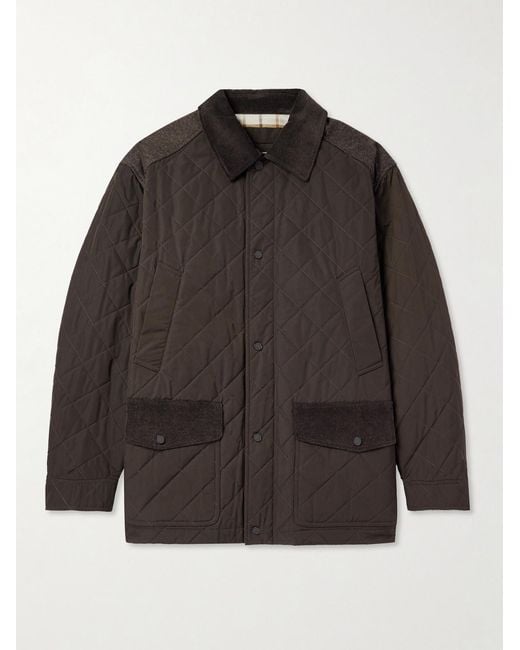 James Purdey & Sons Gray Winchester Corduroy And Knit-Trimmed Quilted Padded Shell Jacket for men