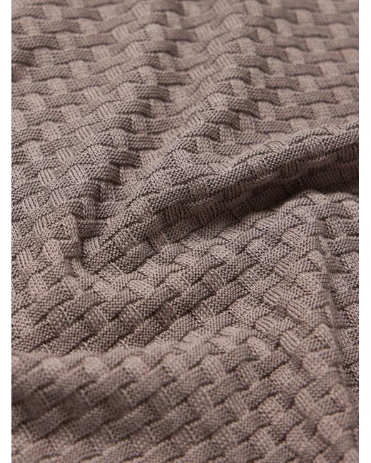 Orlebar Brown Burnham Polohemd aus Strick aus einer Seiden-Baumwollmischung mit Korbmuster in Gray für Herren