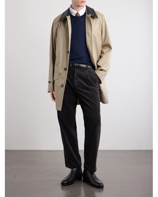 Burberry Natural Leather-Trimmed Cotton-Gabardine Trench Coat for men
