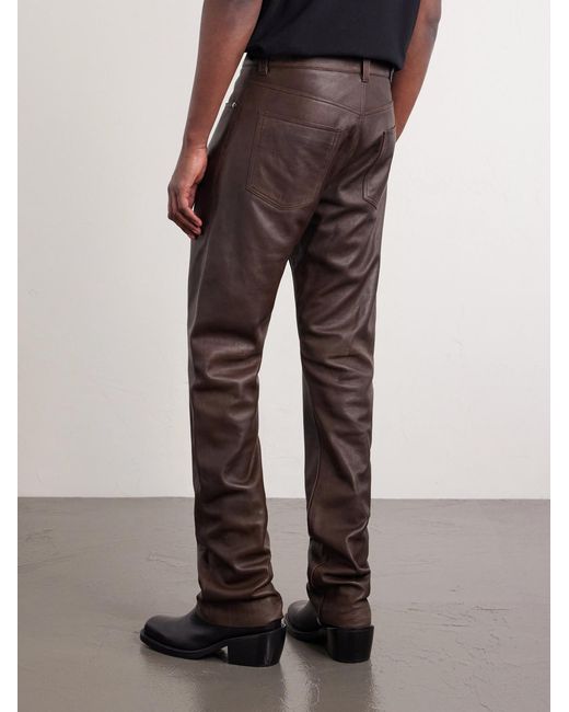 Versace Brown Straight-leg Leather Trousers for men