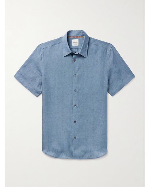 Paul Smith Blue Slim-fit Linen Shirt for men