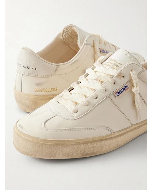 Golden Goose Deluxe Brand White Soul-star Distressed Leather Sneakers for men