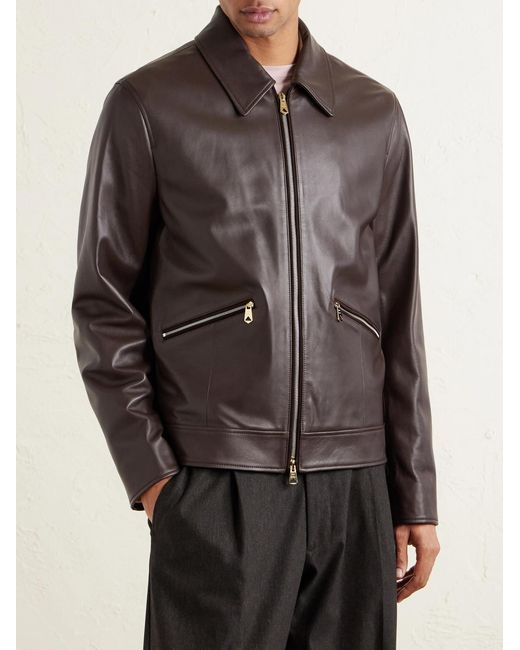 Paul Smith Brown Leather Jacket for men