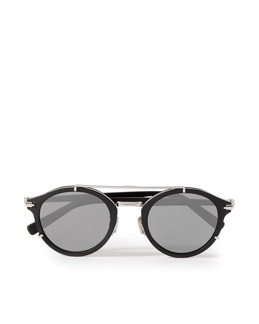 Dior Gray Blacksuit R7u Acetate And Silver-tone Round-frame Sunglasses for men