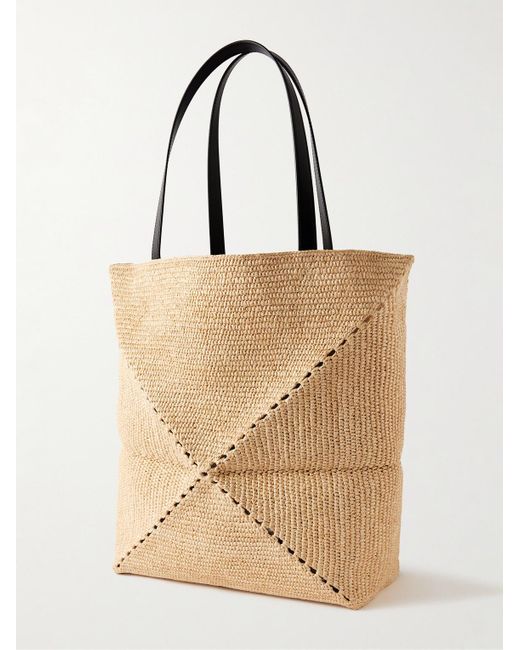 Loewe Natural Paula's Ibiza Puzzle Fold Large Leather-trimmed Raffia Tote Bag for men