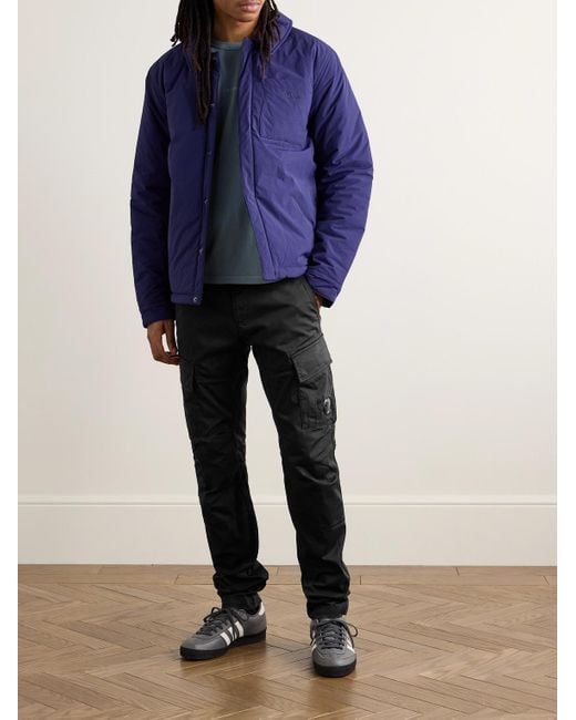 C P Company Black Slim-Fit Tapered Logo-Appliquéd Stretch-Cotton Sateen Cargo Trousers for men