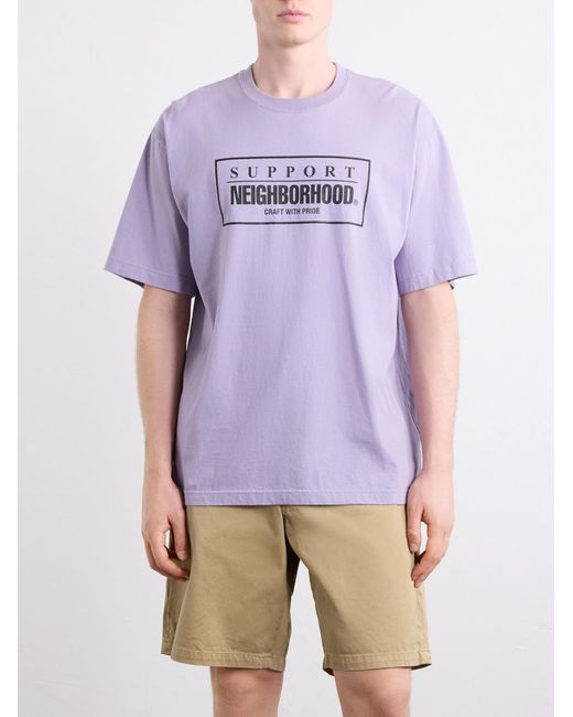 Neighborhood Purple Logo-Print Cotton-Jersey T-Shirt for men