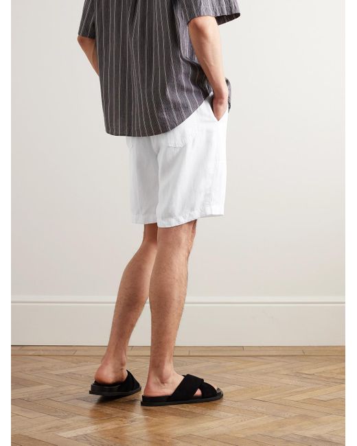 Altea White Straight-leg Lyocell And Linen-blend Twill Bermuda Shorts for men
