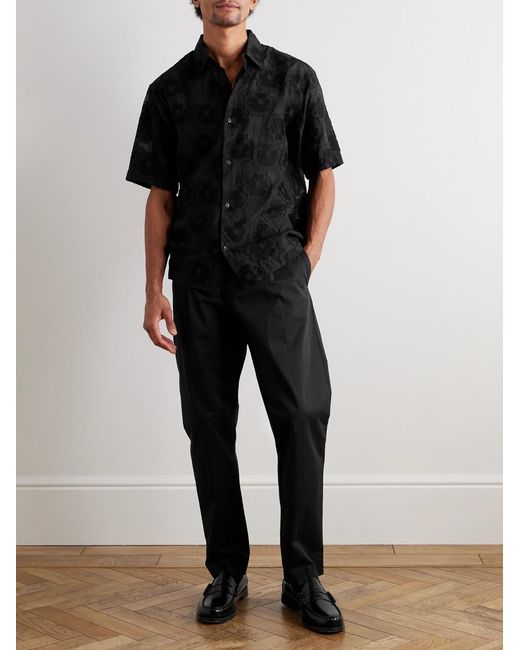 NN07 Black Freddy 50045 Floral-Embroidered Organic Cotton-Blend Shirt for men
