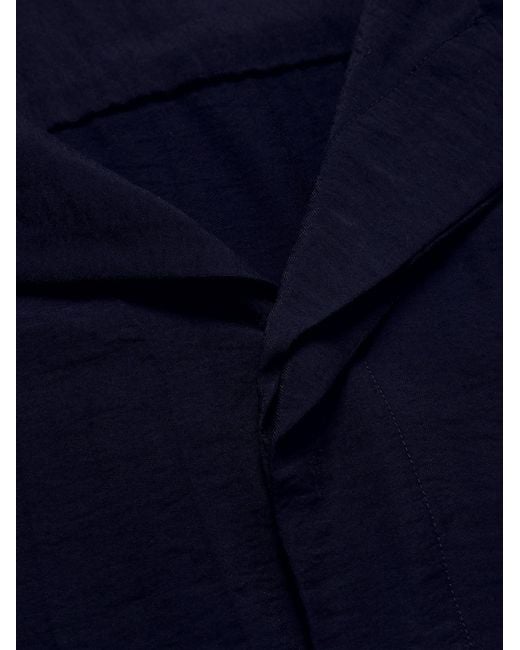 NN07 Blue Hank 5971 Camp-Collar Tencel Modal-Blend Seersucker Shirt for men
