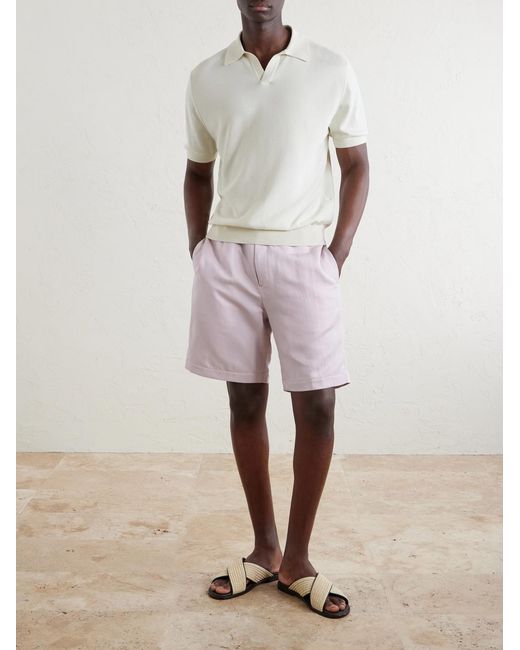 Canali White Cotton And Silk-blend Polo Shirt for men