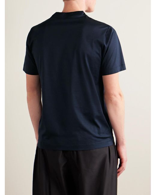 Canali Blue Cotton-jersey T-shirt for men