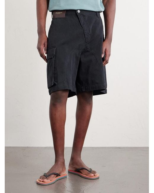 J.W. Anderson Blue Twisted Wide-Leg Cotton-Twill Cargo Shorts for men