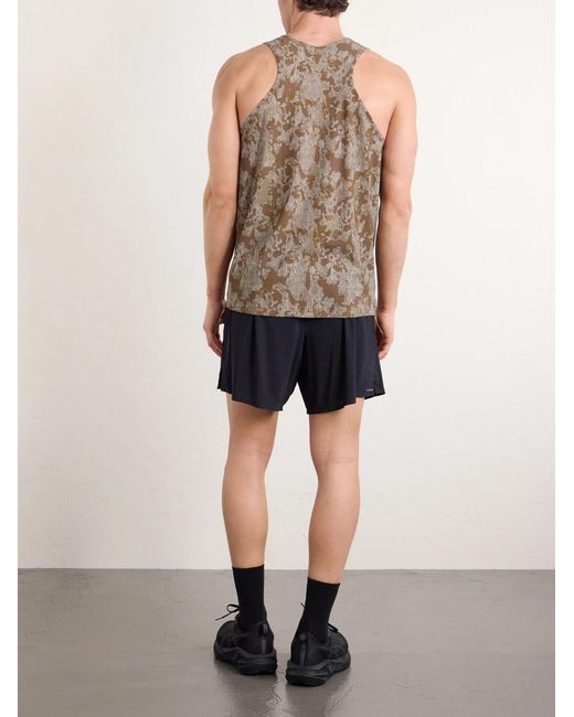 Satisfy Brown Embellished Logo-Appliquéd Space-O Mesh Tank Top for men