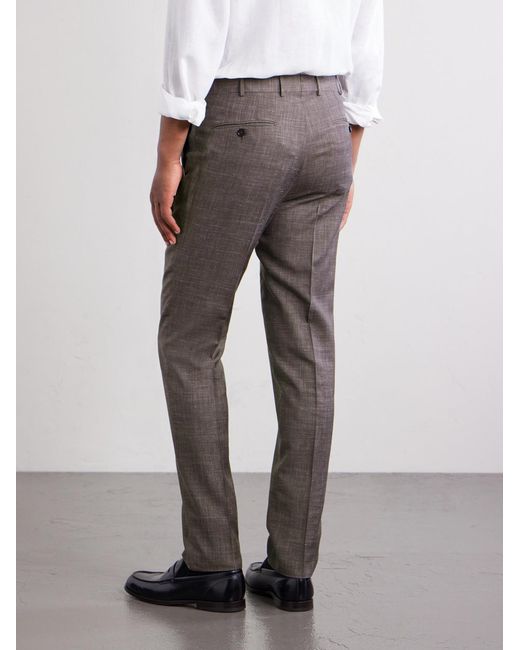Zegna Gray Straight-leg Price Of Wales Checked Wool for men