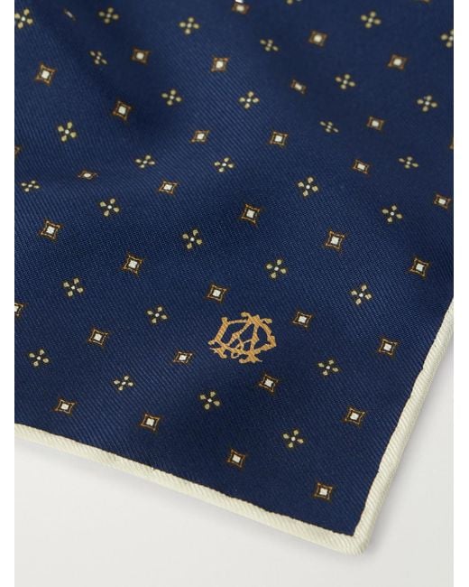 Dunhill Blue Floral-Jacquard Silk Pocket Square for men