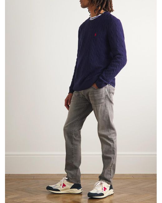 Polo Ralph Lauren Blue Cable-Knit Wool And Cashmere-Blend Sweater for men