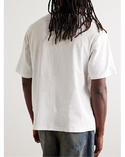 Acne Natural Exford Distressed Logo-Print Cotton-Jersey T-Shirt for men