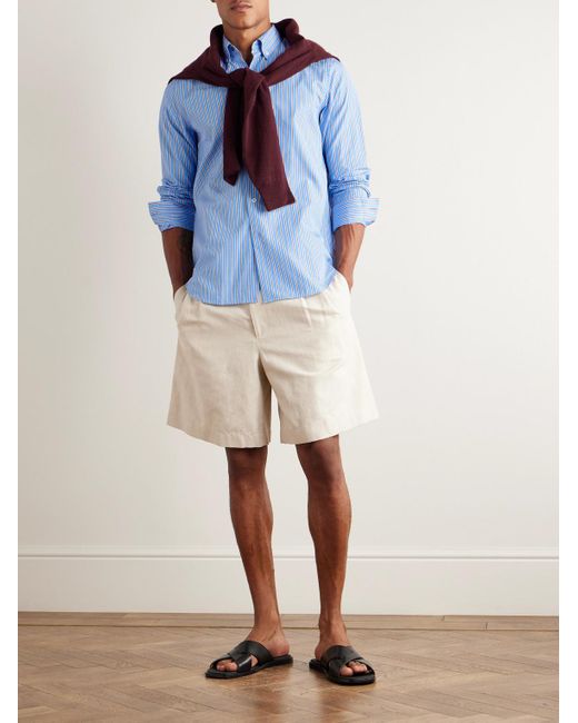 Paul Smith Blue Striped Cotton-Poplin Shirt for men