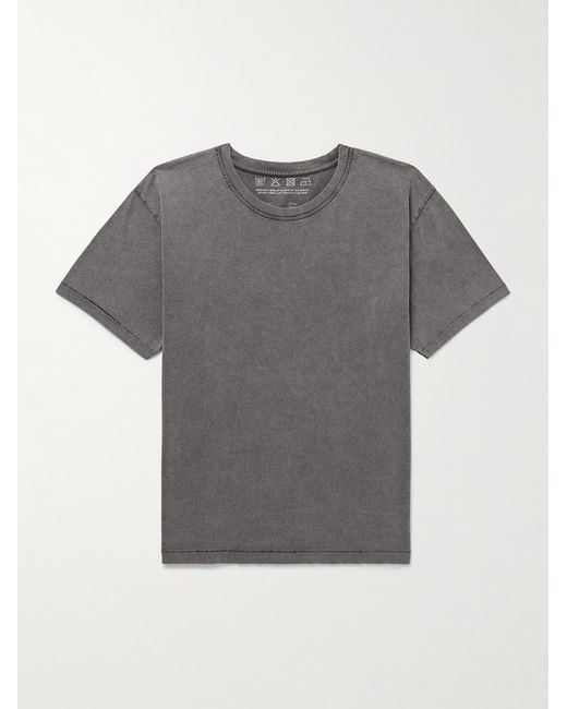 mfpen Gray New Garment-Dyed Brushed Organic Cotton-Jersey T-Shirt for men