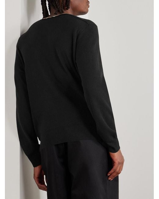 Burberry Black Checked Jacquard-trimmed Wool Sweater for men