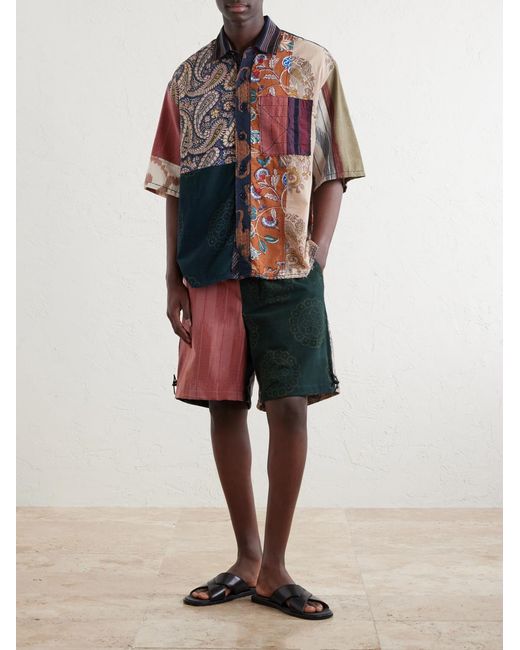 Kardo Blue Yuto Patchwork Cotton Shirt for men