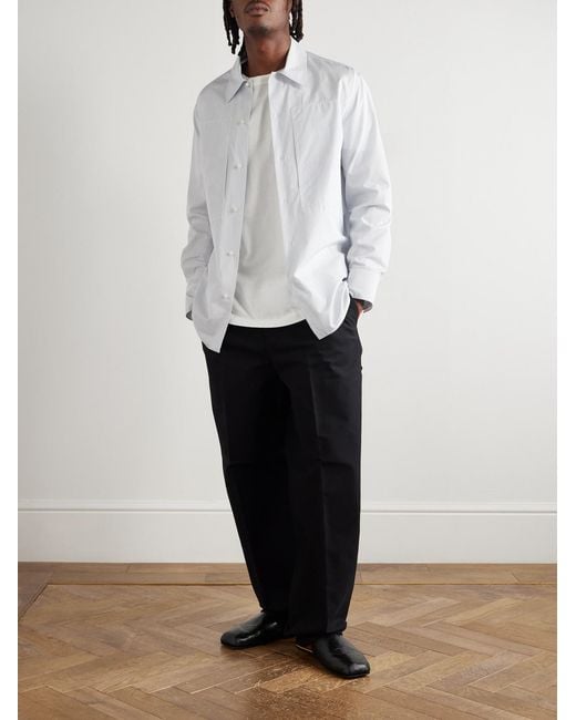 Jil Sander White Tuesday Striped Cotton-poplin Shirt for men