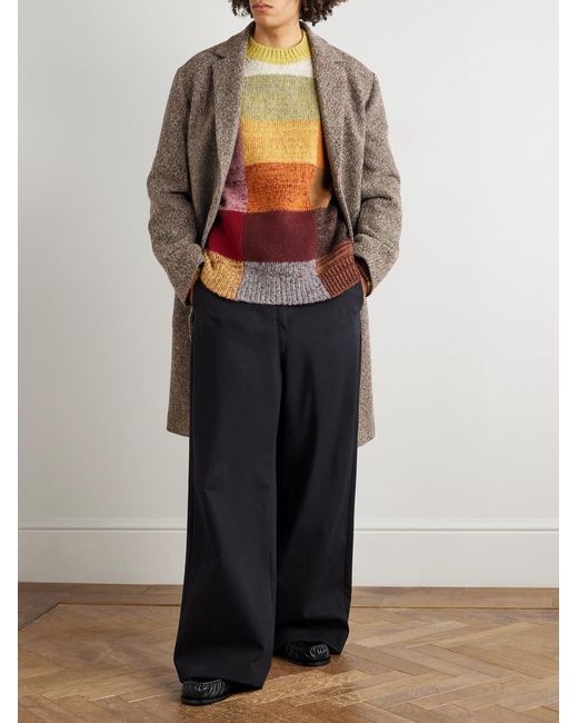 Dries Van Noten Gray Wool-Blend Tweed Overcoat for men