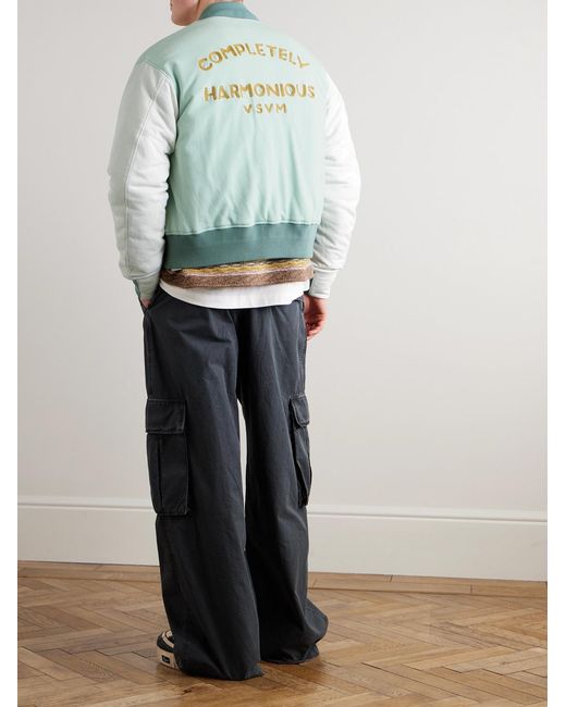 Visvim Blue Varsity Era Embroidered Padded Cotton Down Jacket for men