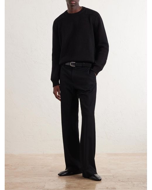 Saint Laurent Black Waffle-Knit Cotton Sweater for men