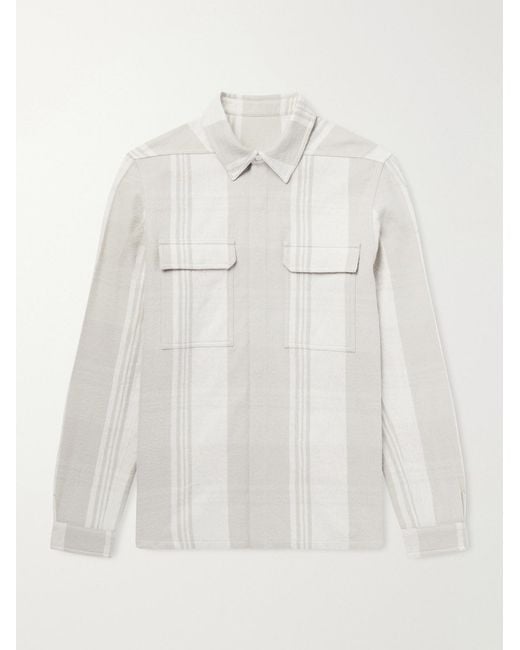 Rick Owens White Striped Cotton And Wool-Blend Flannel Overshirt for men