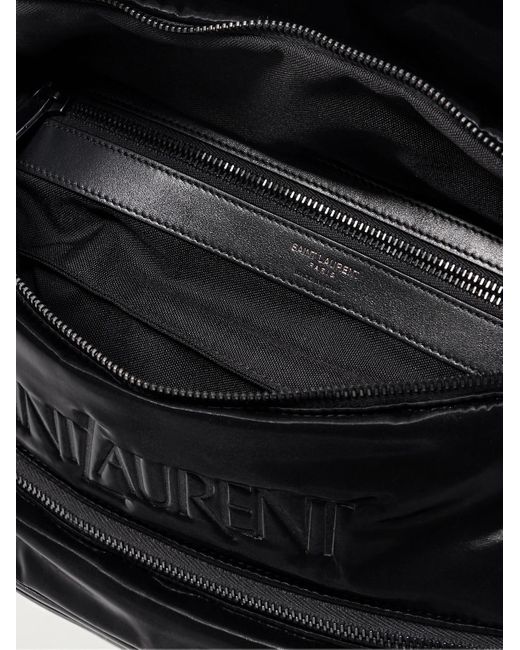 Marsupio in tela e shell lucido con logo ricamato di Saint Laurent in Black da Uomo