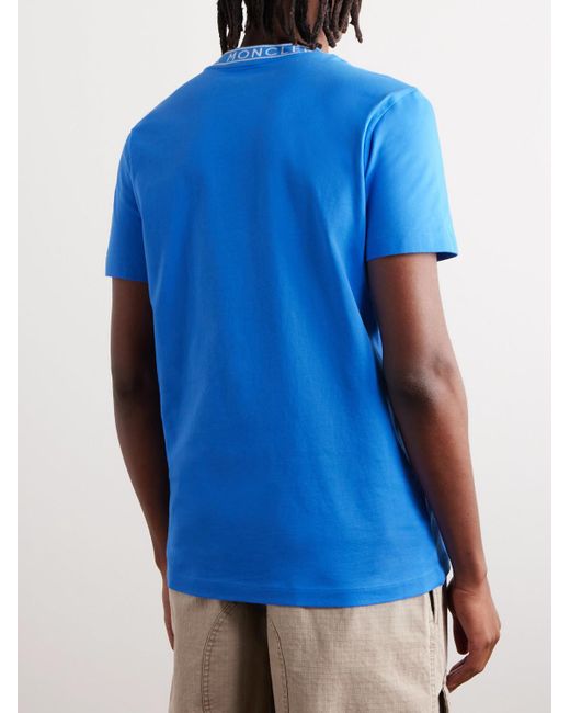 Moncler Blue Slim-fit Logo-detailed Cotton-jersey T-shirt for men